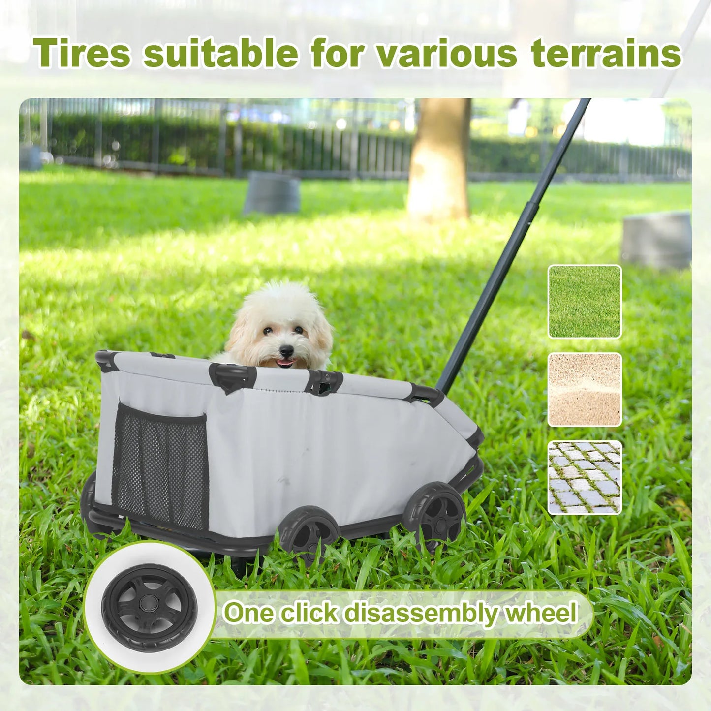 Compact Rotating Pet Stroller - 4-Wheel Foldable for Cats & Small Dogs