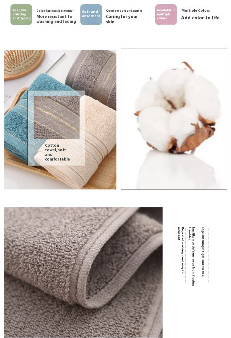 All-Cotton Class A Premium Face & Bath Towel Set - Thickened & Highly Absorbent