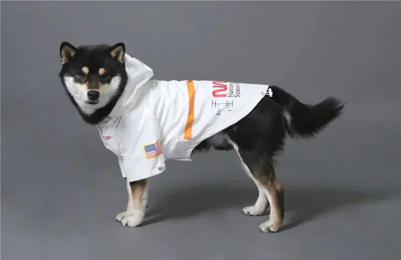 Reflective Space Suit Dog Raincoat - Waterproof Hoodie for All Sizes