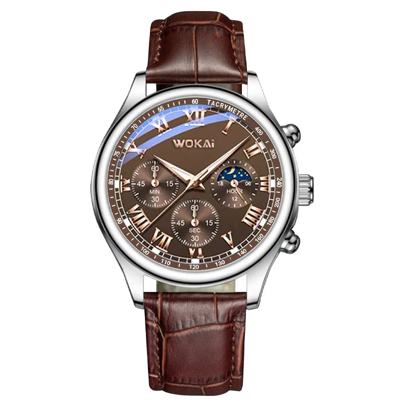 Watch Men Brown Watches Fashion Casual Business Leather Band Quartz Wristwatches Reloj Hombre Montre Sport Homme Relogio