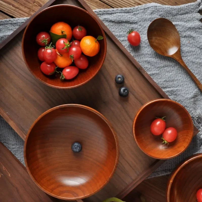 Japanese Wooden Bowl Rice Noodle Bowl Ramen Bowl Kitchen Utensils Accessories Natural Solid Wood No Splicing Tableware