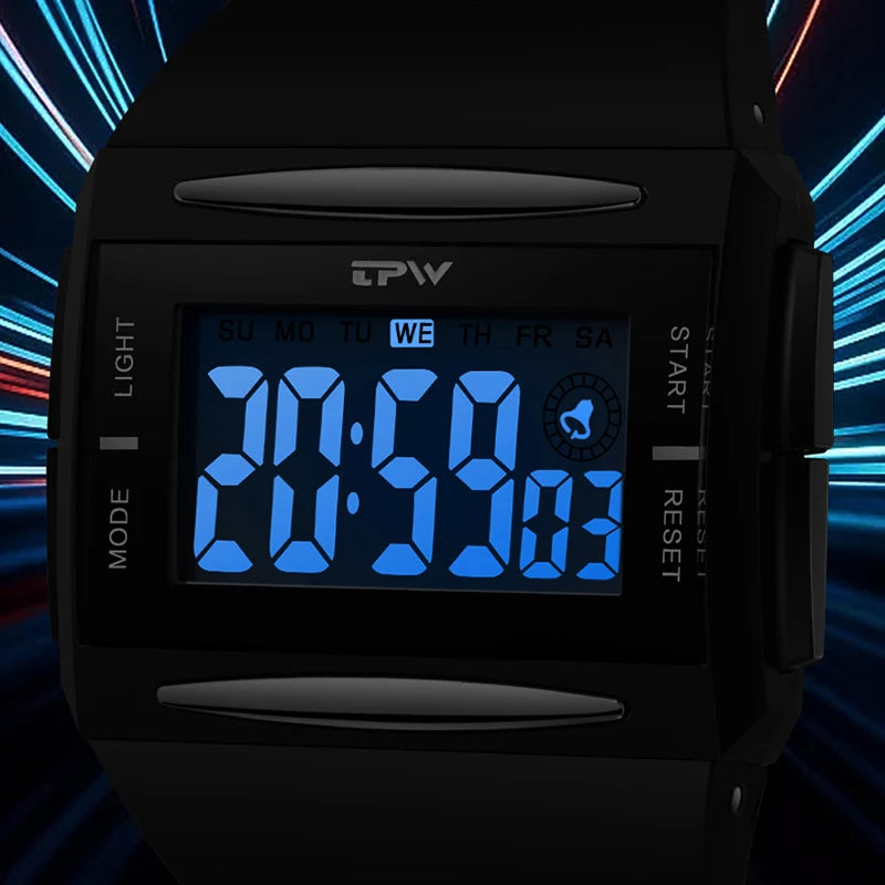 Fashion Trend Digital Watch for Young Boys New Electronic Large Screen Display Luminous Waterproof Multi-functional Men's Watch