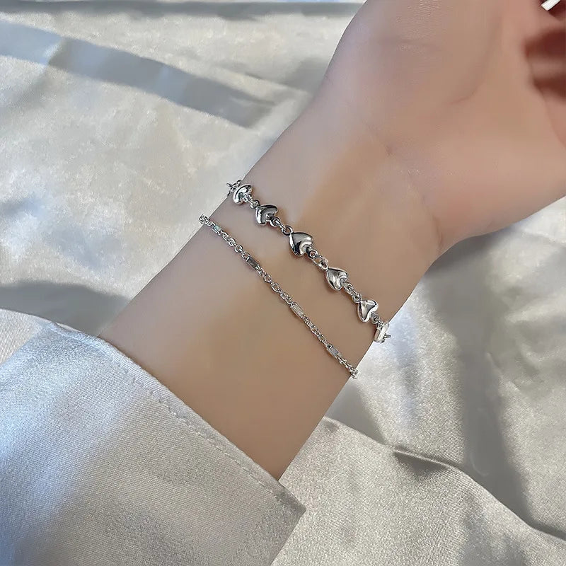 VENTFILLE 925 Silver Diamond-Studded Butterfly Bracelet Women's Fashion Temperament Flower Adjustable Bracelet