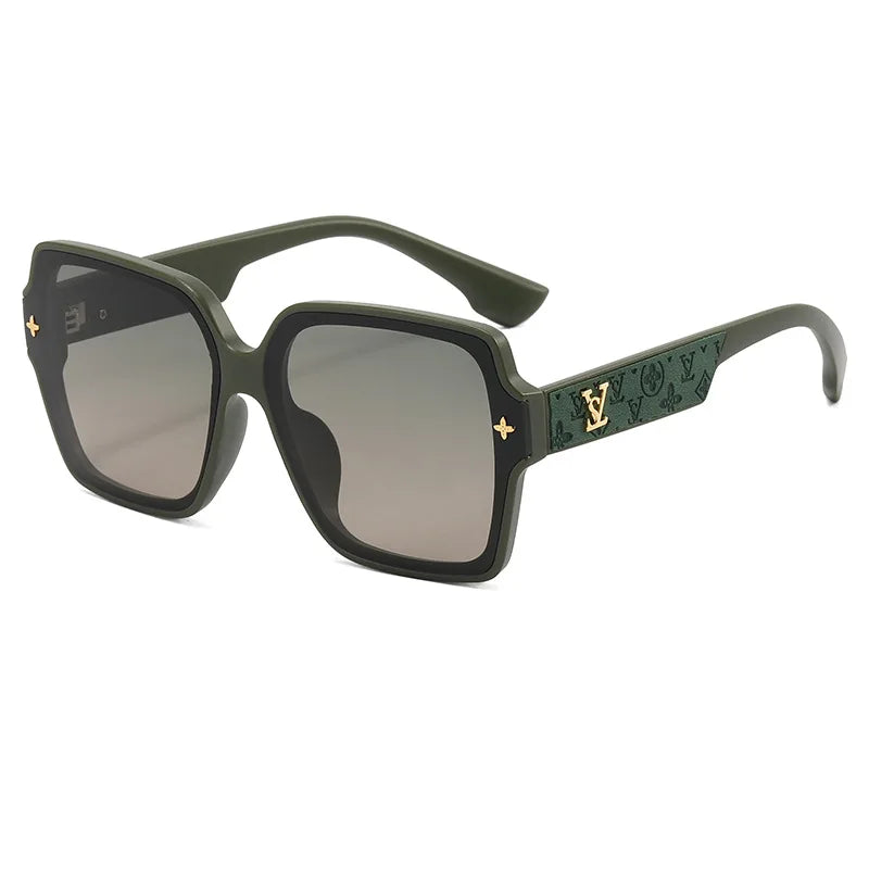 Viral Sunglasses - Korean Fashion Leather Frame, Large Square Lenses with Anti-Reflective Coating, UV Protection & Lightweight