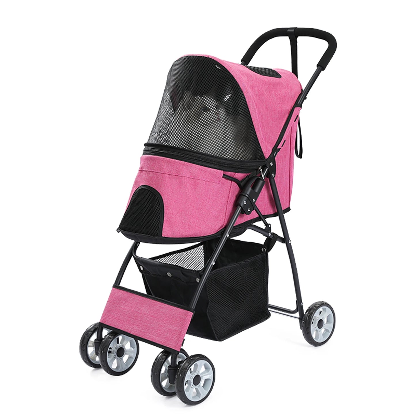 4-Wheel Pet Jogger - All-Terrain Stroller with Storage Basket