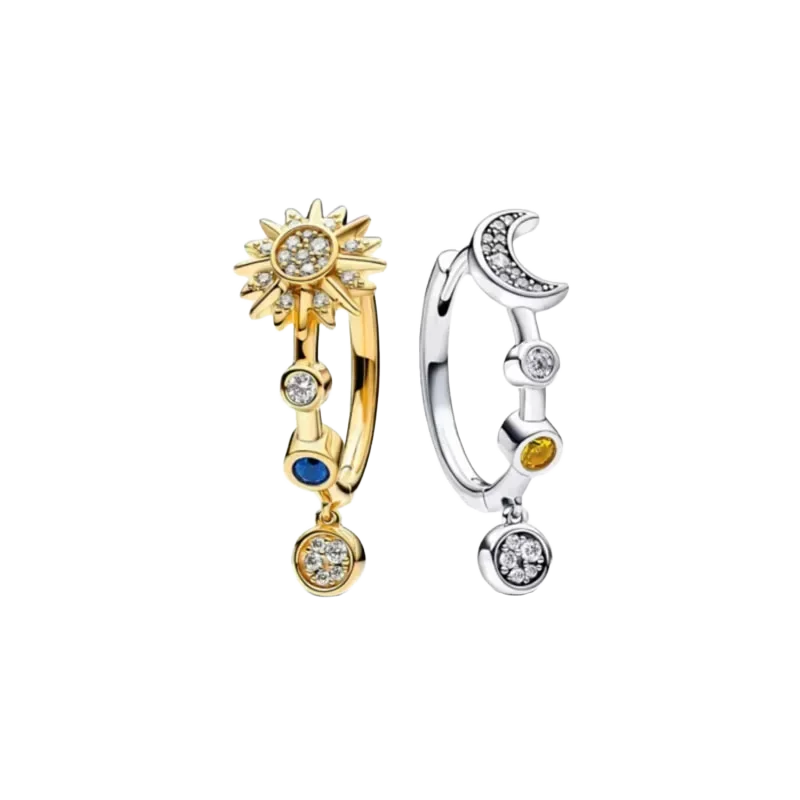 Sparkling Hoop Earrings 925 Sterling Silver Moon Pearl Heart Crystal Luxury Romantic Earing Fit Woman Wedding Party Jewelry Gift