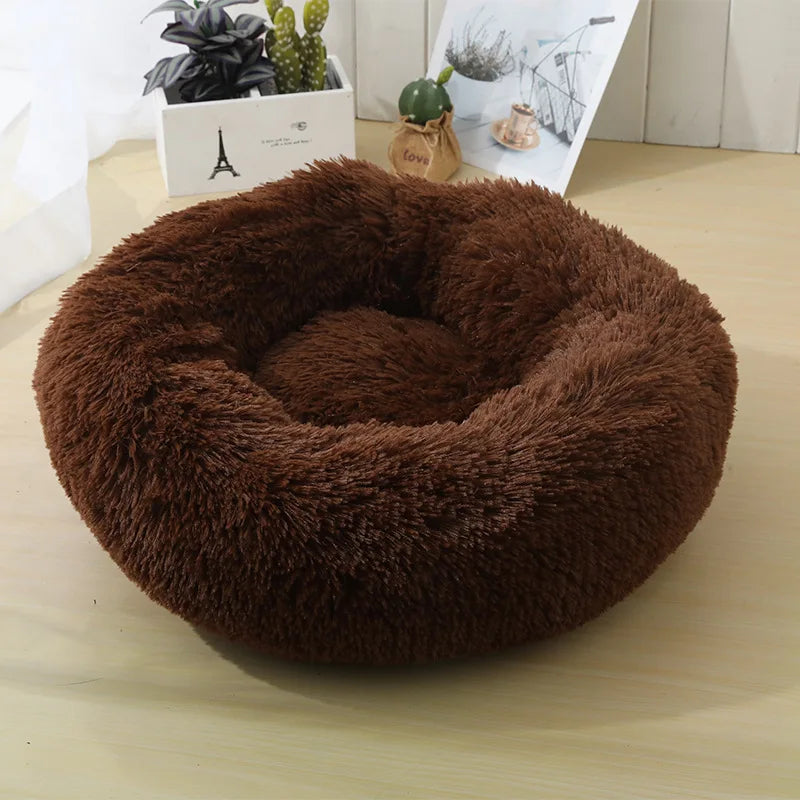 Winter Plush Pet Nest - Washable Round Bed for Cats and Dogs