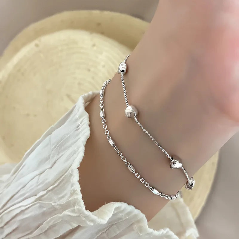 VENTFILLE 925 Silver Diamond-Studded Butterfly Bracelet Women's Fashion Temperament Flower Adjustable Bracelet