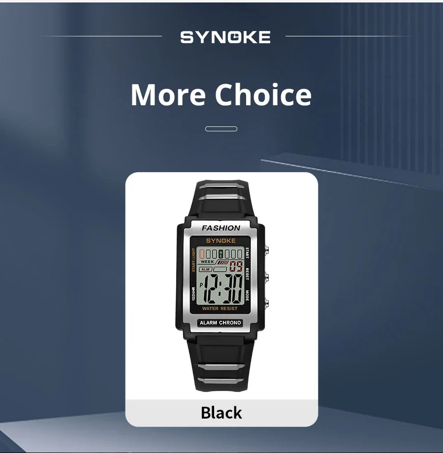 Digital Watches For Men Waterproof 31mm Ultra-thin Electronic Wristwatch Chronograph Sport SYNOKE Watch