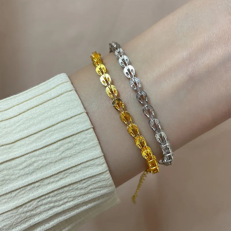 VENTFILLE 925 Silver Diamond-Studded Butterfly Bracelet Women's Fashion Temperament Flower Adjustable Bracelet