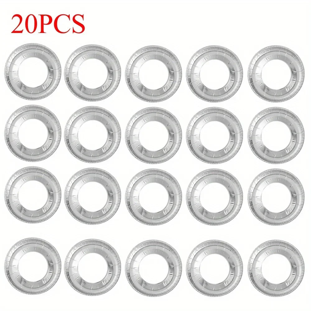 Disposable Aluminum Foil Burner Covers – Oil-Proof Gas Cooktop Stove Liners for Easy Cleaning | 20pcs