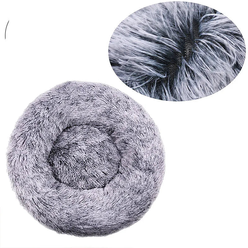 40-90cm Round Plush Pet Bed - Winter Warm Dog & Cat Bed for Medium-Large Pets