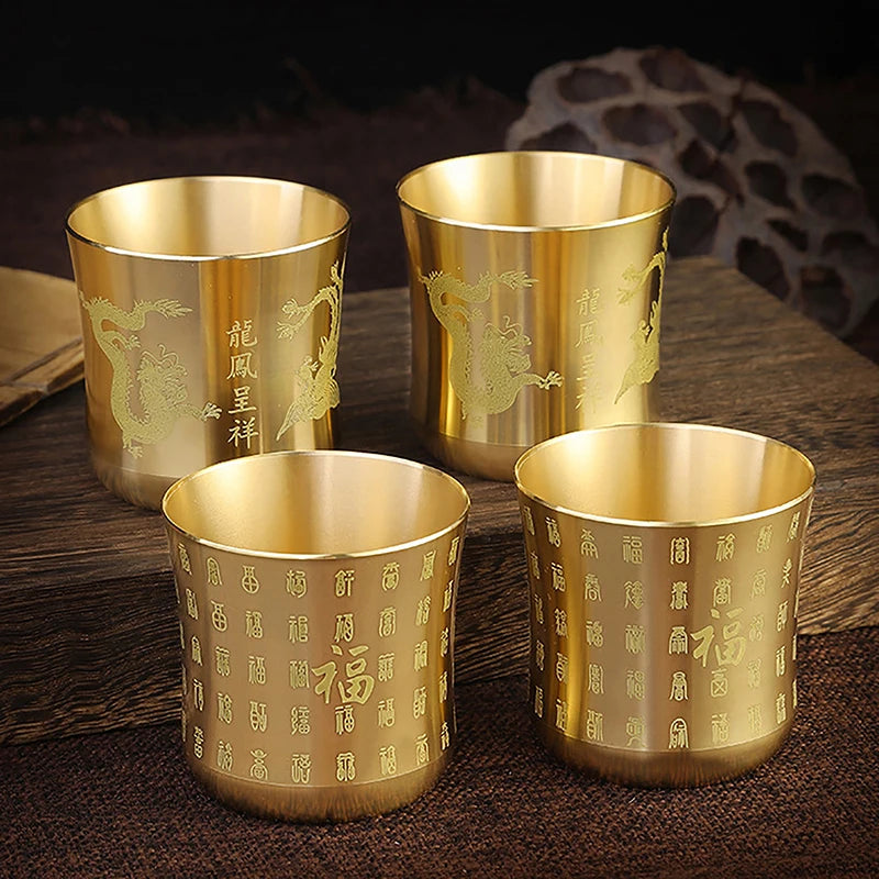 Brass Tea Cups Tea Mug Homeware China Antique Bar Drinkware Ancient Teacup For Drink Tea Coffee Tabletop Home Office Decor