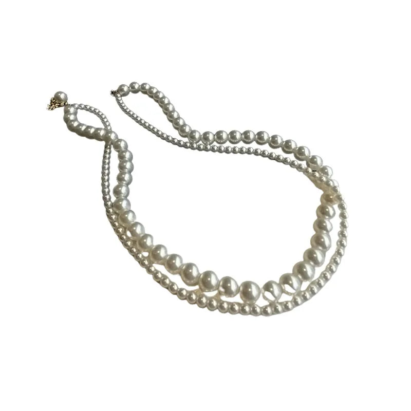 Double Layer Simulated Pearl Choker Necklace – Elegant Clavicle Chain for Women