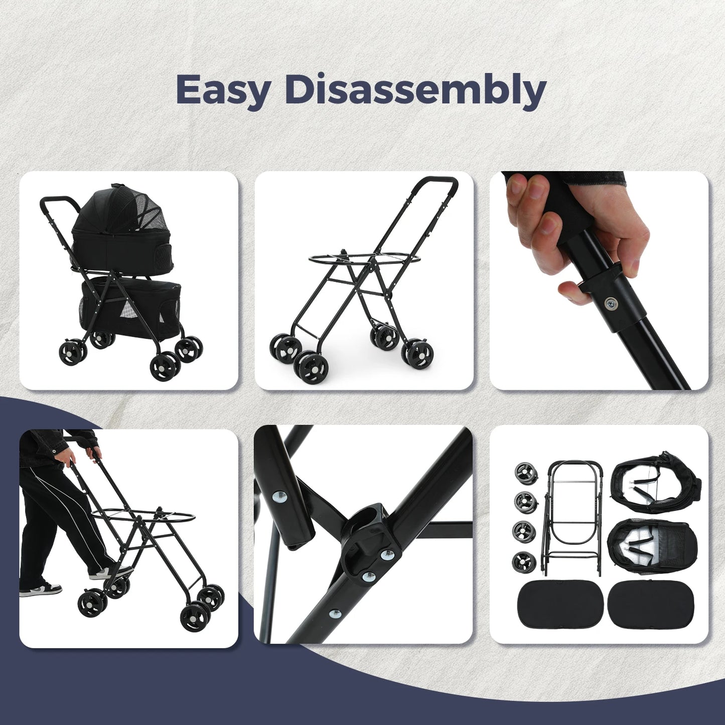 4-Wheel Pet Jogger - All-Terrain Stroller with Storage Basket