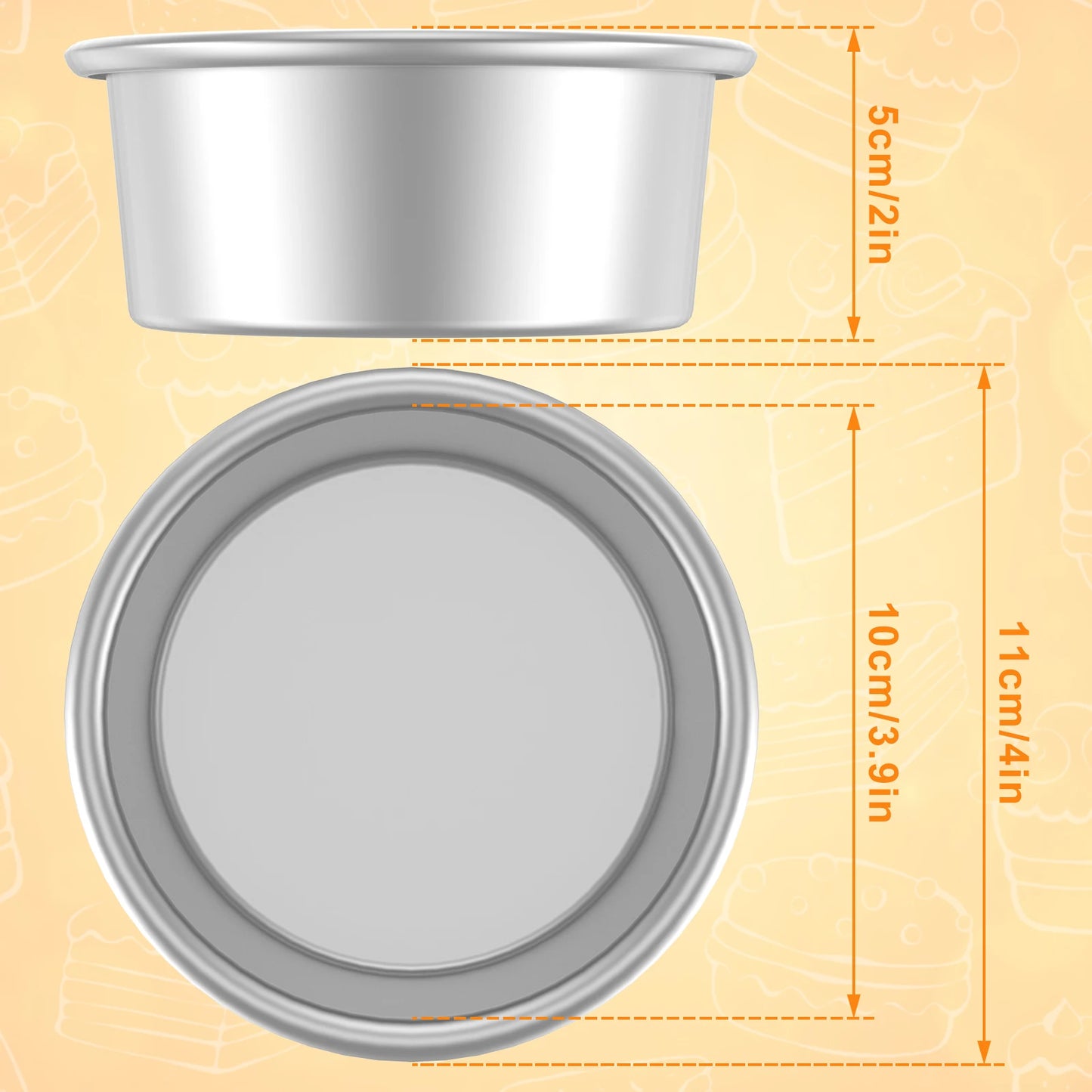 4/8Pcs Cake Bake Pan Non-Stick 4inch Round Cake Tin Stainless Steel Mold Pan Reusable Cake Bakeware Dishwasher Safe Baking Mold