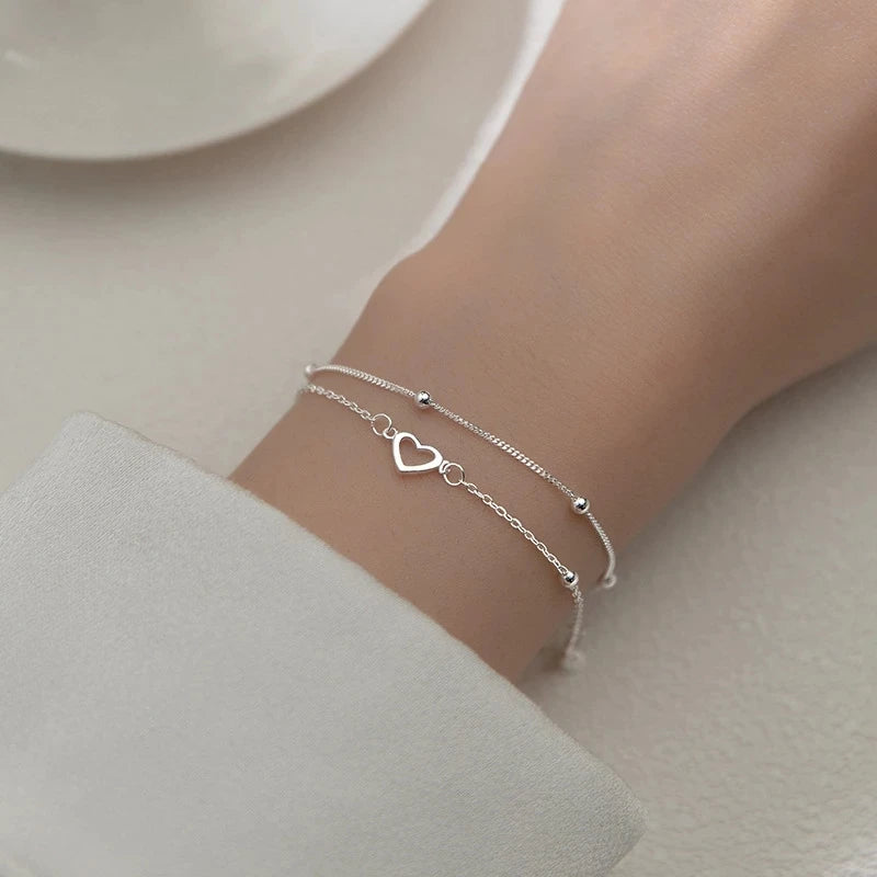 VENTFILLE 925 Silver Diamond-Studded Butterfly Bracelet Women's Fashion Temperament Flower Adjustable Bracelet