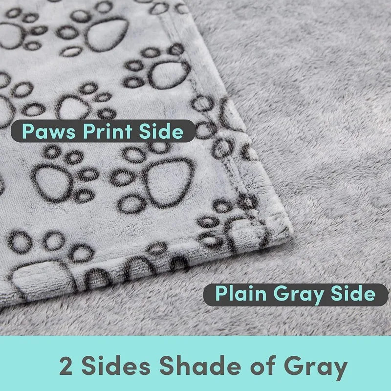 Paws Pattern Pet Blanket - Soft Fluffy Travel Mat & Bed for Cats and Dogs