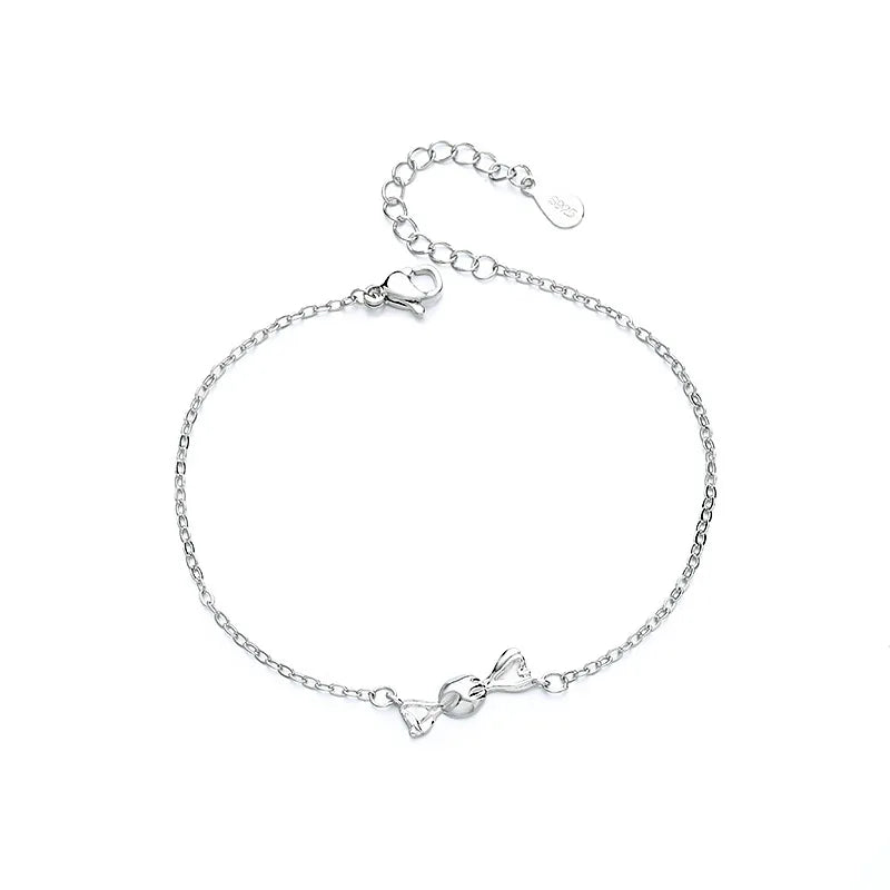 VENTFILLE 925 Silver Diamond-Studded Butterfly Bracelet Women's Fashion Temperament Flower Adjustable Bracelet