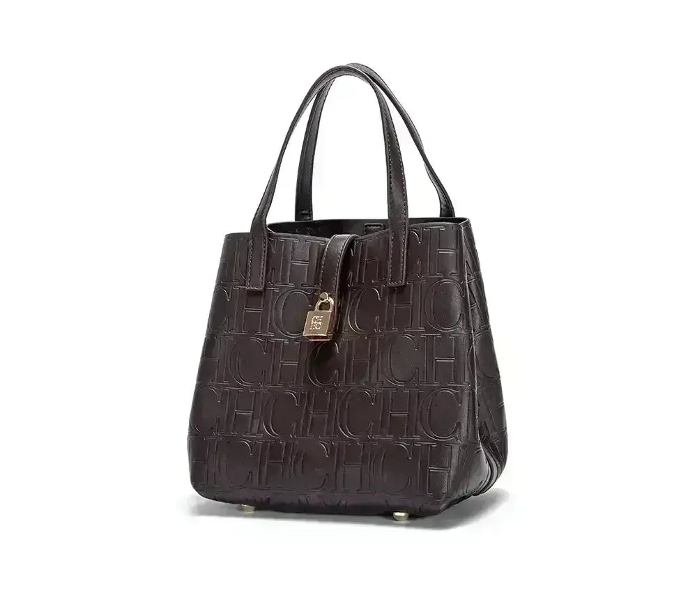 CH Large Capacity Handbag Luxury Brand Temperament Letter Print with Lock Design 2025 Trendy Women's Crossbody Bag