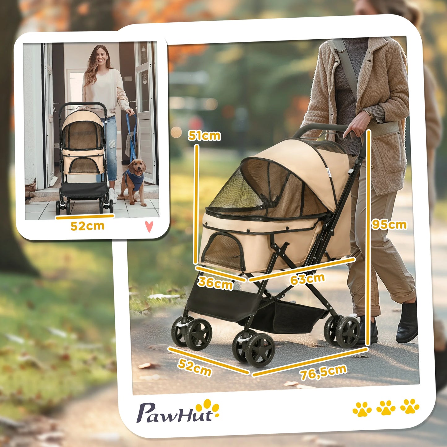 Pawhut Foldable All-Terrain Pet Stroller