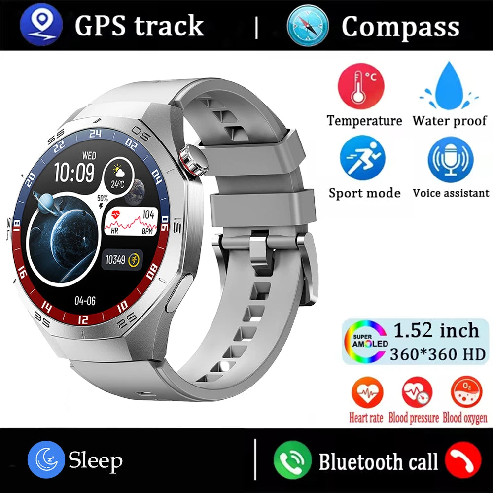 New For Android and ios Smart Watch Men AMOLED Screen GPS Motion trajectory Heart Rate Bluetooth Calls SmartWatch Waterproof