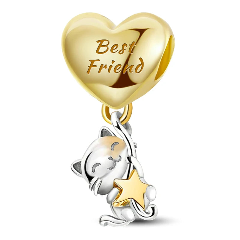 Fit Pan 925 Original Bracelets Love Heart Flower Four Leaf Clover Turtle 925 Silver Charms Beads DIY Birthday Jewelry Gift