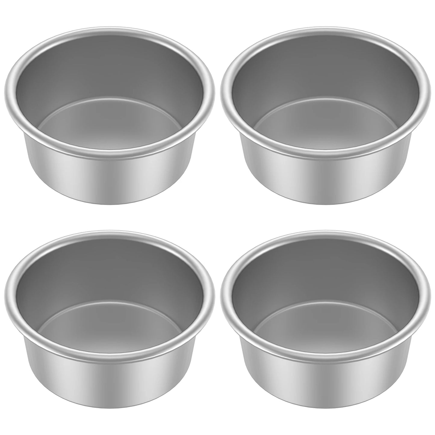 4/8Pcs Cake Bake Pan Non-Stick 4inch Round Cake Tin Stainless Steel Mold Pan Reusable Cake Bakeware Dishwasher Safe Baking Mold