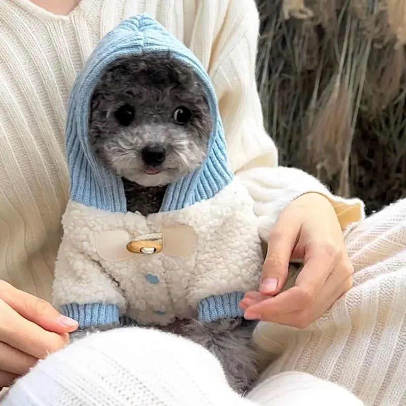 Cozy Fleece Dog Coat - Bear-Design Winter Jacket for Small Breeds