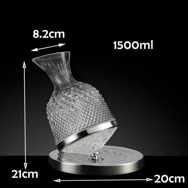 360° Rotating Wine Decanter – 1500ml Crystal Glass Aerator Jug