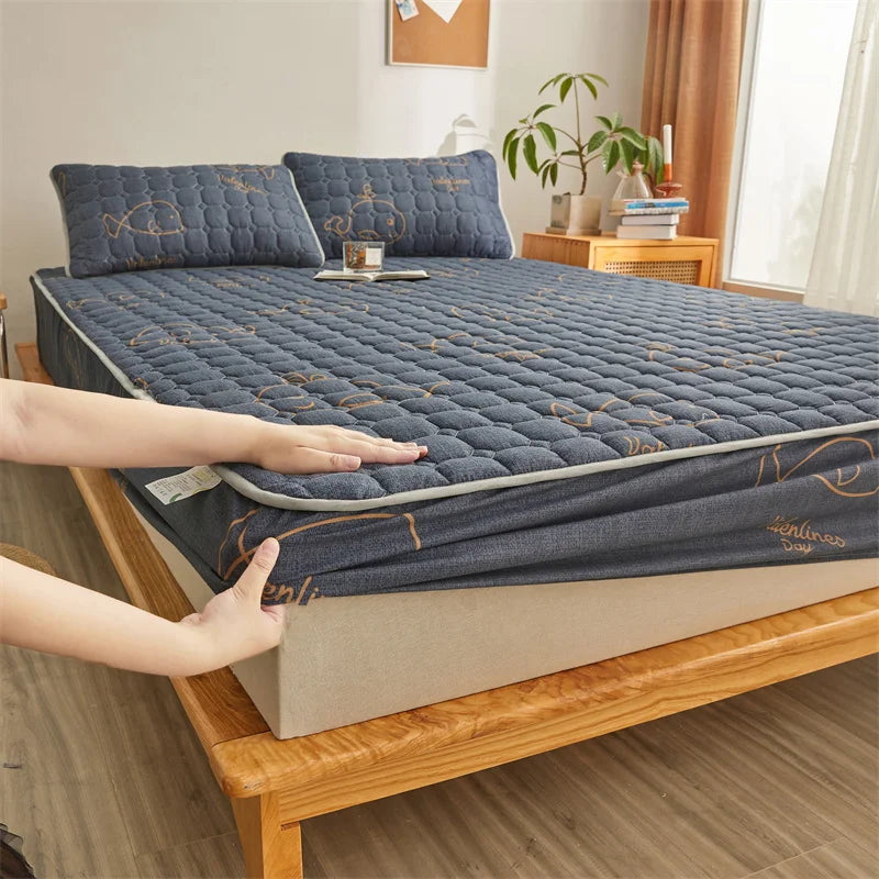 Couple Double Elastic Fitted Bed Sheet – Mattress Cover 140/160x200 Queen Size Bed Linen