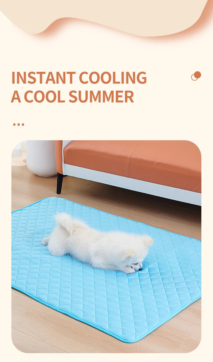 Portable Dog Cooling Mat - Ice Silk Pet Pad for Indoor & Outdoor Use