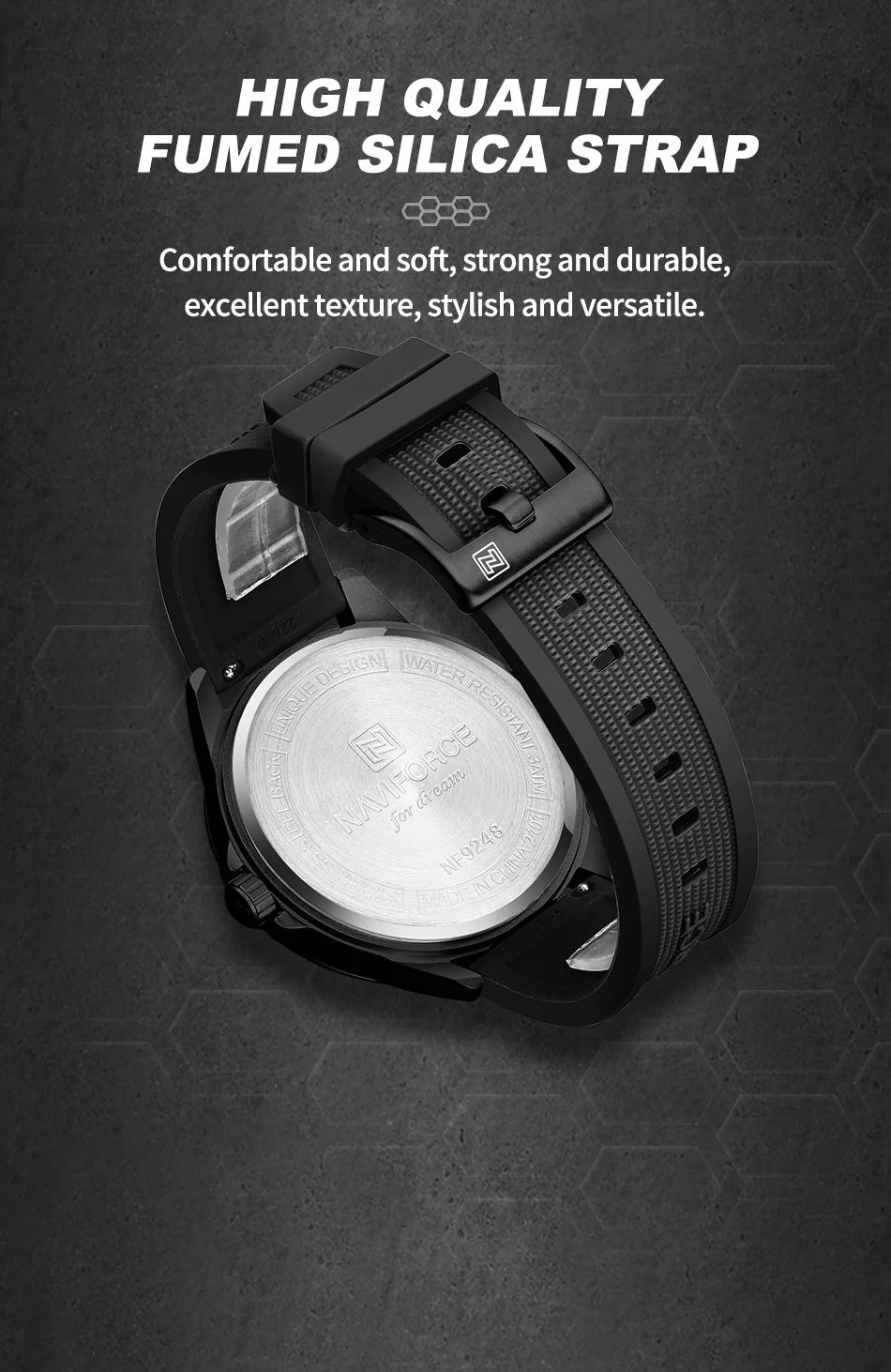 NAVIFORCE Fashion Outdoor Sports Military Watches for Men 30m Waterproof and Shockproof Auto Date Display Wristwatch Male Clocks