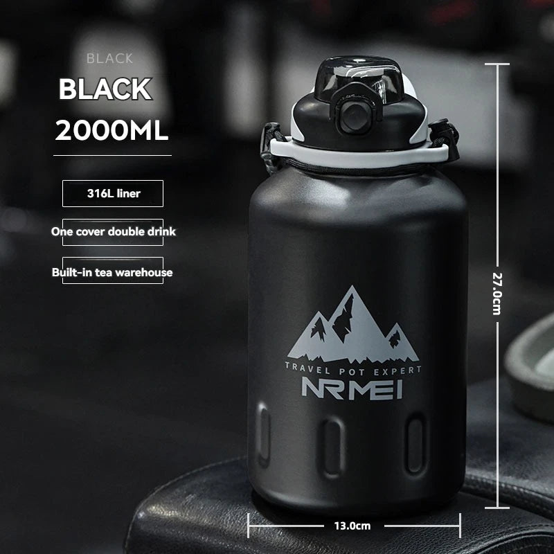 2.0L Stainless Steel Thermos Water Bottle – Vacuum Flask for Hot & Cold Gym & Travel