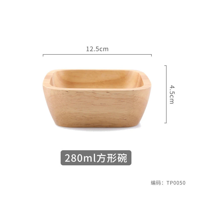 1pcs Japanese Square Wooden Bowl High-grade Creative Oak Fruit Salad Bowl Dessert Snacks Bowl Kitchen Accessories