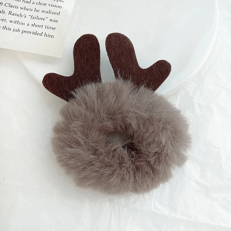 1PC 3D Plush Bunny Ear Hair Ties for Girls & Women