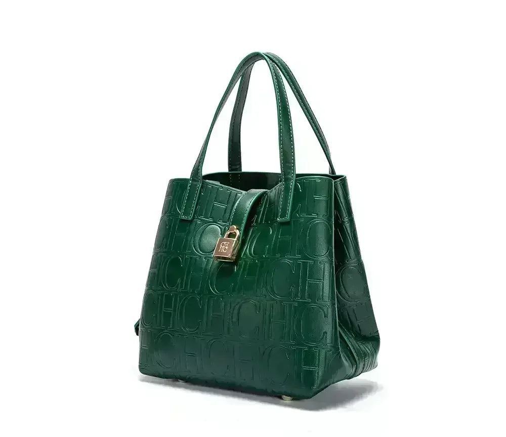 CH Large Capacity Handbag Luxury Brand Temperament Letter Print with Lock Design 2025 Trendy Women's Crossbody Bag