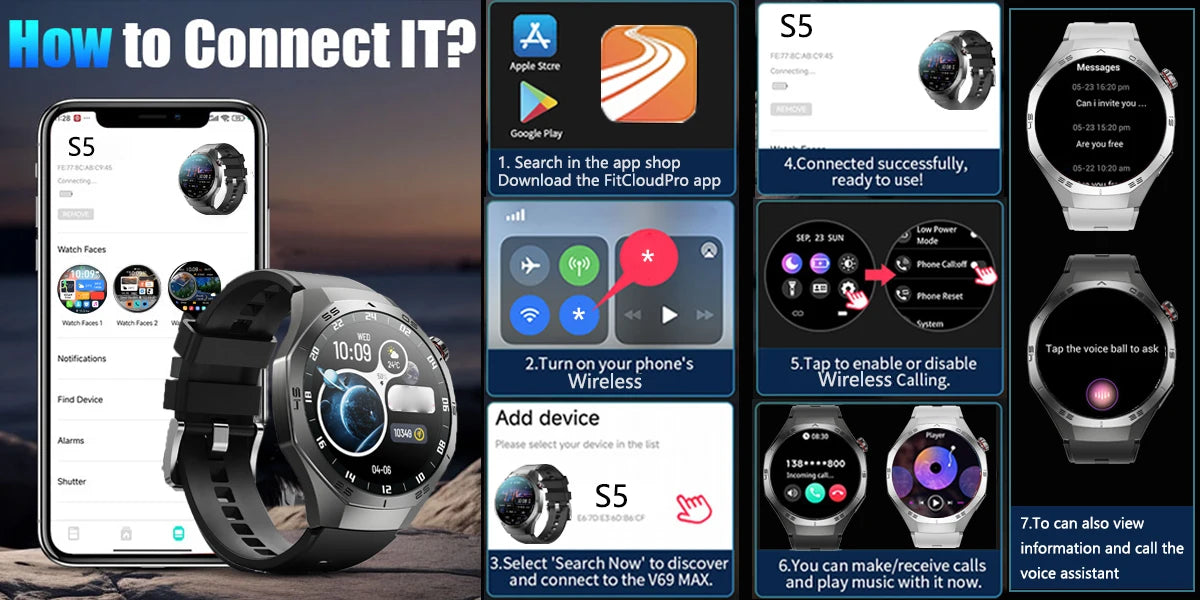 New For Android and ios Smart Watch Men AMOLED Screen GPS Motion trajectory Heart Rate Bluetooth Calls SmartWatch Waterproof