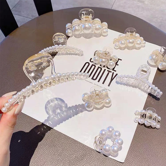 Korean Big Pearl Hair Claws Woman Hairpins Hair Clips Girl Hair Crab Headwear Hairgrip Fashion Barrettes Hair Accessories
