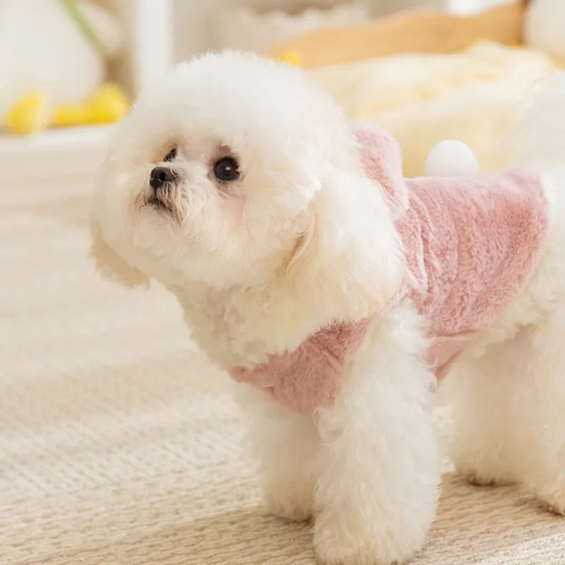 Cozy Fleece Dog Coat - Bear-Design Winter Jacket for Small Breeds