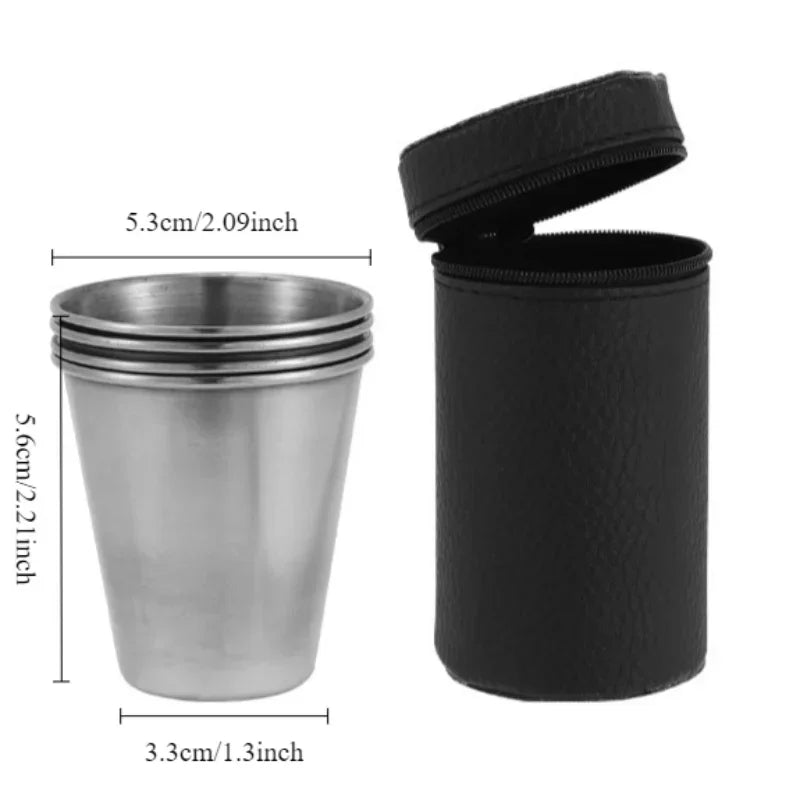 Drinkware 4 Pcs/set Outdoor Practical Travel Stainless Steel Cup Mini Set Whiskey Glass Cups Personalized Gifts Kitchen Dining