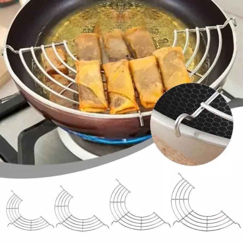 Stainless Steel Mesh Frying Basket with BBQ Tongs Set Oil Drainage Rack Perfect for Deep Frying and Grilling Safe Kitchen Tool