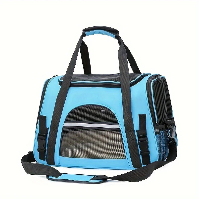 Large Cat Carrier Bag with Plush Mat – Breathable Mesh, Secure Straps, All Breeds