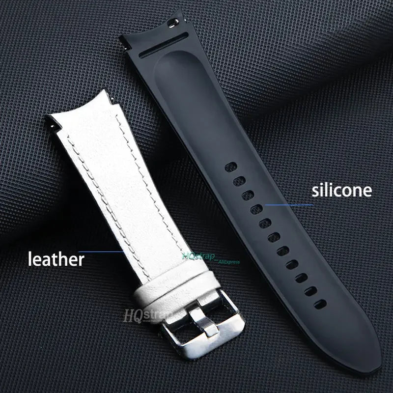 No Gaps Silicone Leather Strap for Samsung Watch 6 5 4 40mm 44mm Watch Band for Samsung Galaxy Watch5 Pro Classic 42mm 46mm Belt