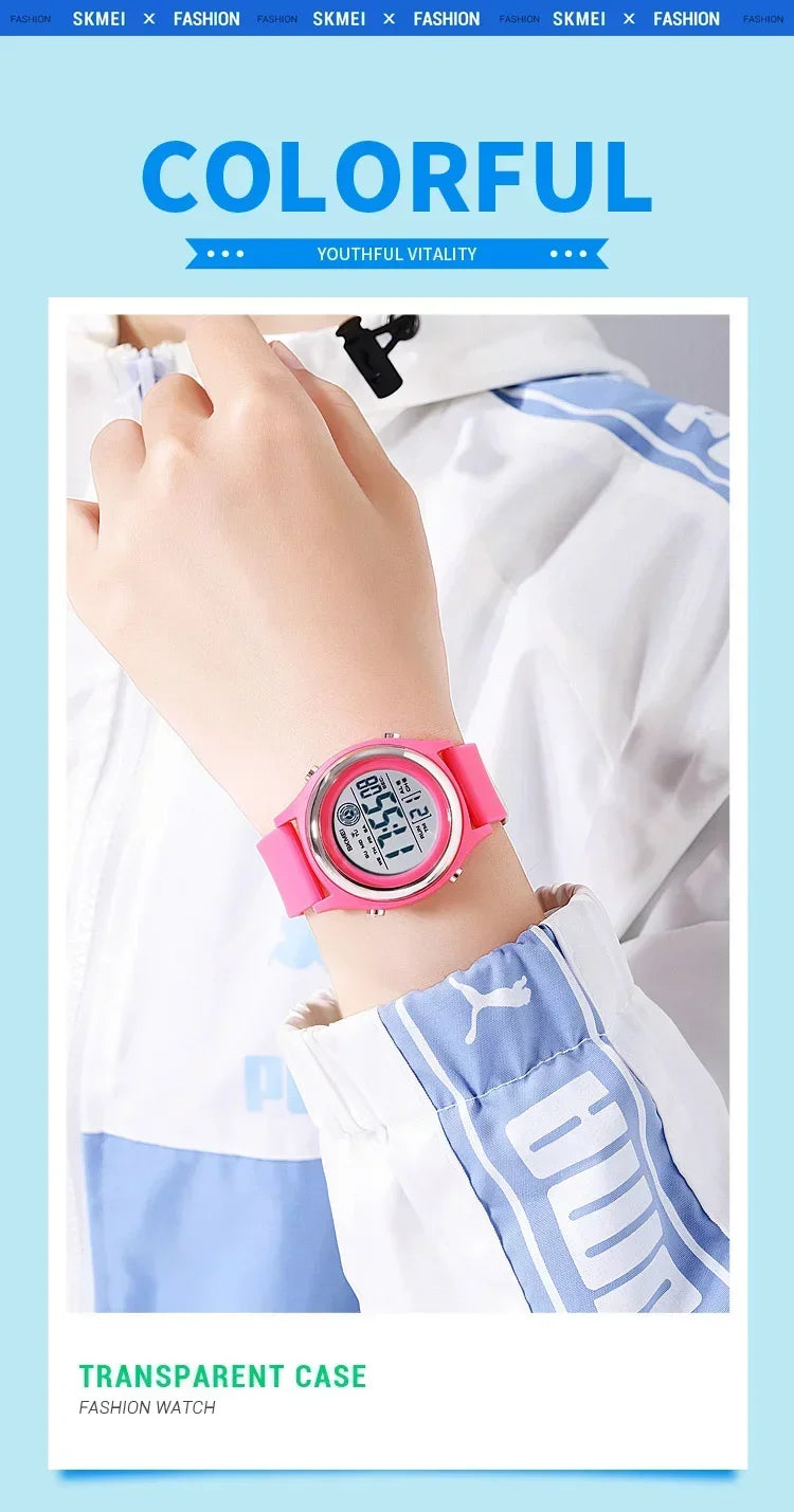SKMEI 2094 Luxury Watch for Women Stopwatch Lady Waterproof Shockproof LED Display Countdown Ladies Digital Wristwatches Clock