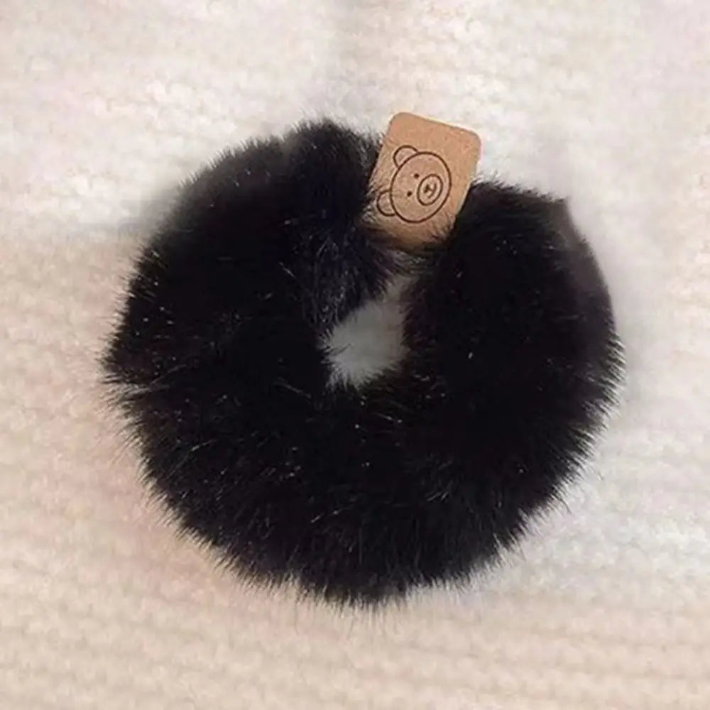 New Korean Style Plush Hair Band Bear Soft Hair Rope Elastic Durable Ponytail Headband