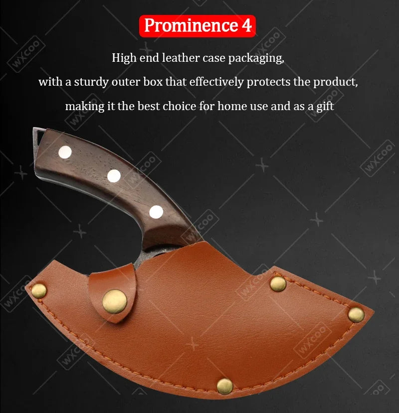 Butcher Knife Handmade Forged Kitchen Knife Set Multifuntional Bottle Opener Chef Knives for Meat Cutting Cooking Household