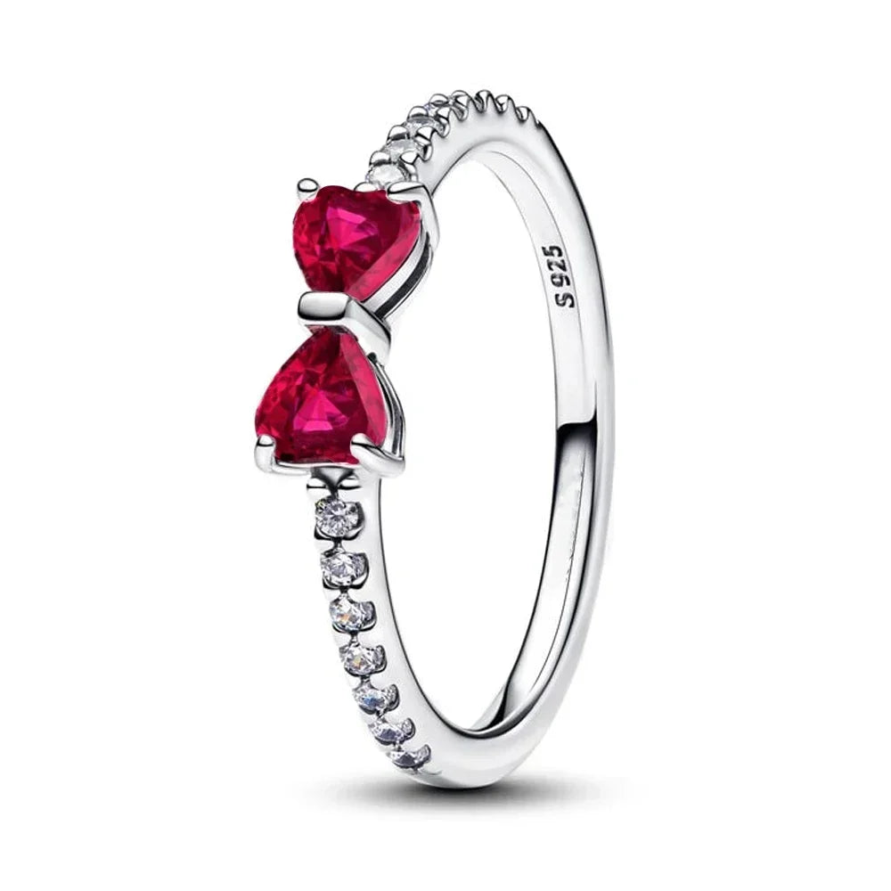 New Ring Original 925 Sterling Ring Heart Bow Sun Moon Star Flower Crown For Women Mother's Day Valentine's Day Gift DIY Jewelry