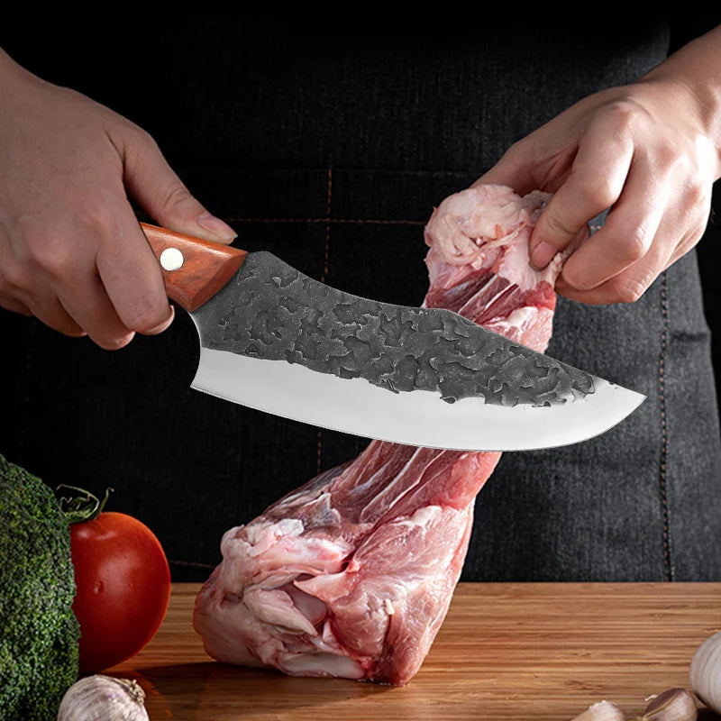 Forged Kitchen Knife Stainless Steel Meat Cleaver Boning Knife Fruit Slicing Cutting Knife Multifunctional Knife with KnifeCover