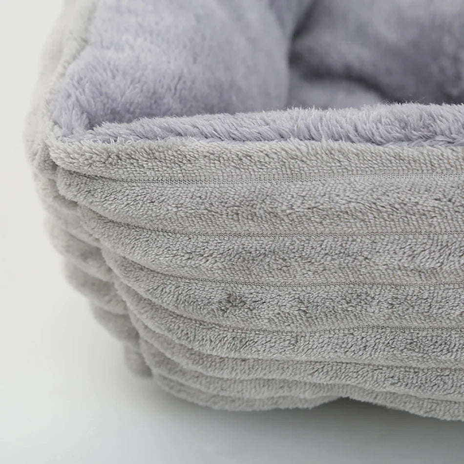 Plush Square Pet Bed - Calming Sofa Cushion for Cats & Small/Medium Dogs